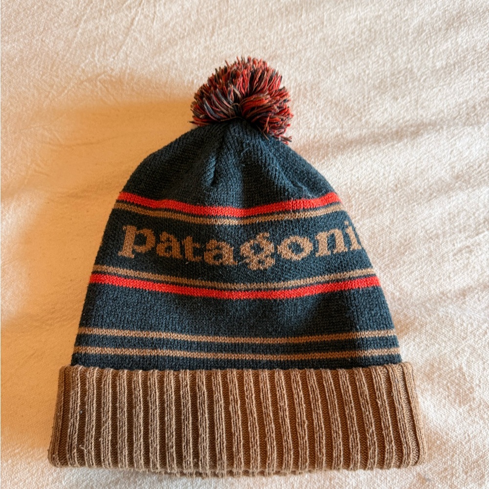 Patagonia Blue and Brown Knit Beanie - Picture 5 of 5